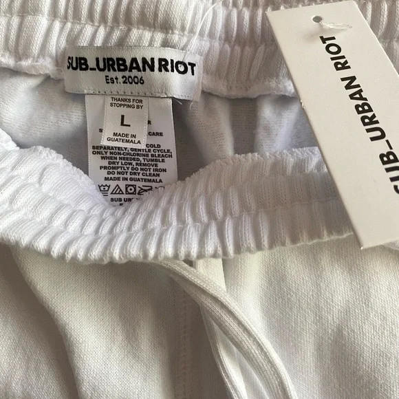 White Sub_urban Riot Laguna Rainbow Stripe Sweatpants NWT - Picture 5 of 5